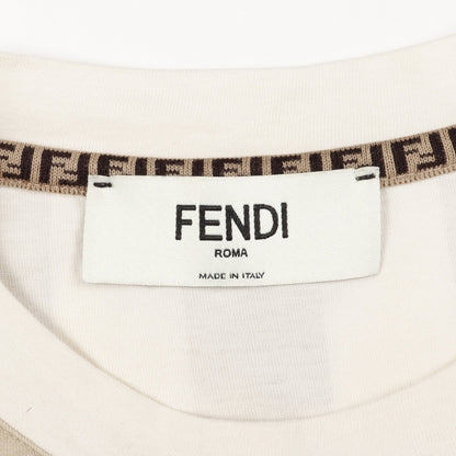 ペカン クロップド Tシャツ クルーネック 半袖 FFロゴワッペン コットン ベージュ ホワイト フェンディ トップス FENDI