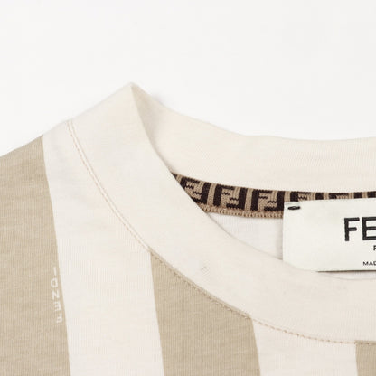 ペカン クロップド Tシャツ クルーネック 半袖 FFロゴワッペン コットン ベージュ ホワイト フェンディ トップス FENDI