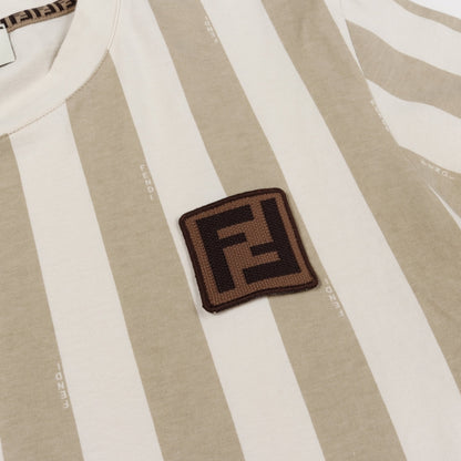 ペカン クロップド Tシャツ クルーネック 半袖 FFロゴワッペン コットン ベージュ ホワイト フェンディ トップス FENDI
