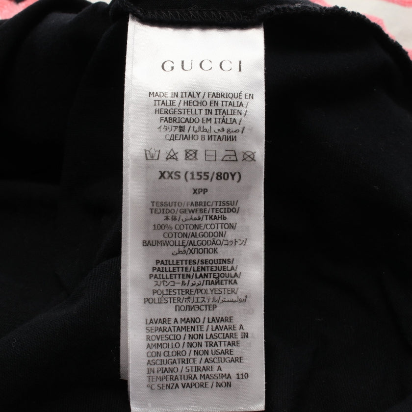 HOLLYWOOD BOULEVARD スパンコールロゴ Tシャツ クルーネック コットン ブラック ピンク ホワイト グッチ トップス GUCCI