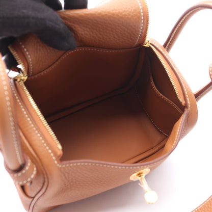 リンディ ミニ ゴールド ショルダーバッグ トリヨンクレマンス ブラウン ゴールド金具 K刻印 エルメス バッグ HERMES