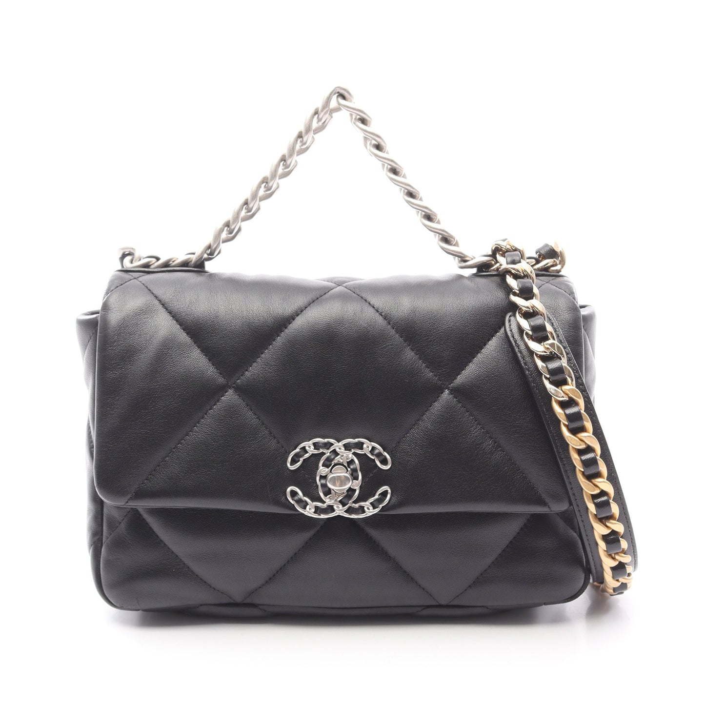 19 ディズヌフ マトラッセ チェーンショルダーバッグ ラムスキン ブラック コンビ金具 シャネル バッグ CHANEL