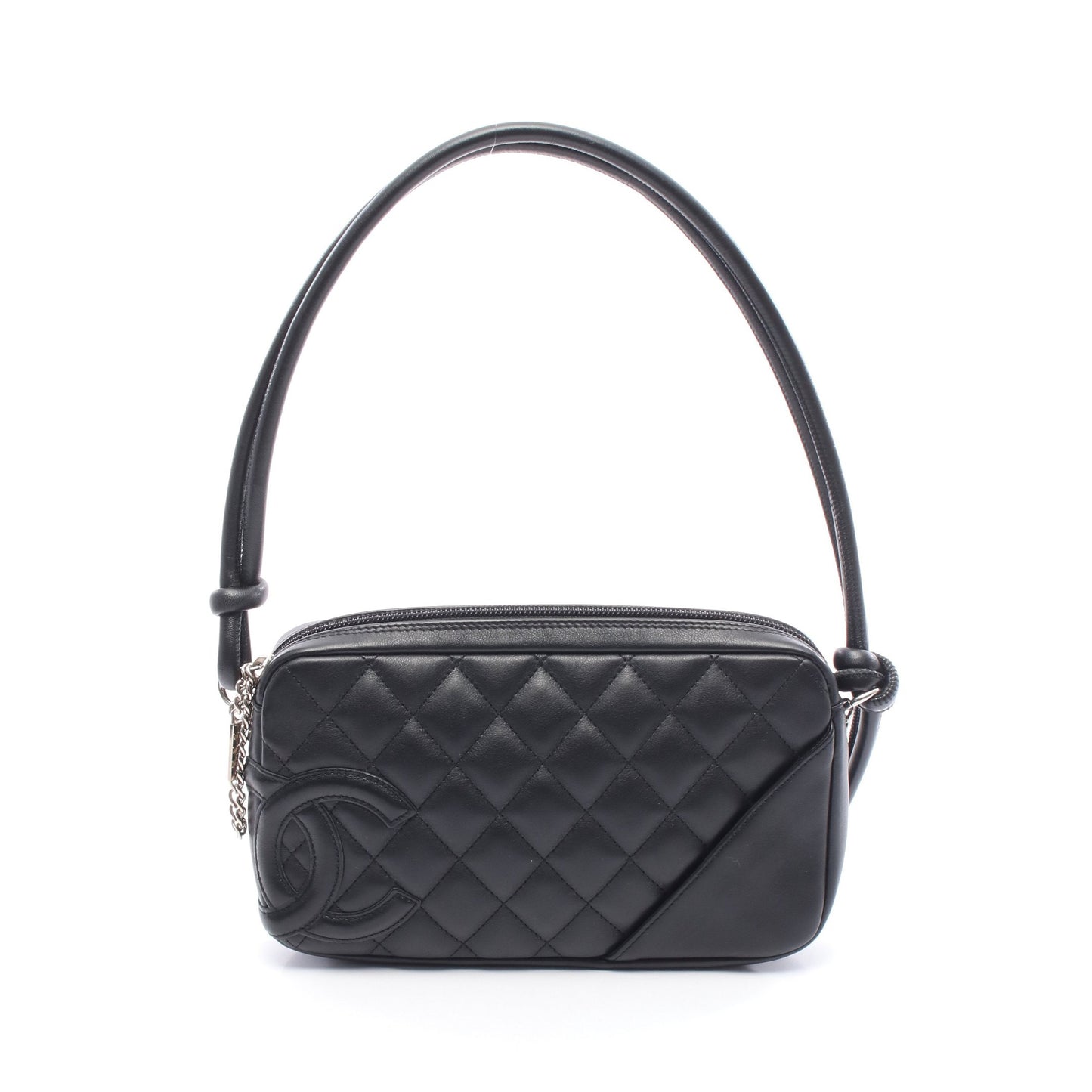 カンボンライン アクセサリーポーチ ハンドバッグ レザー ブラック シルバー金具 シャネル バッグ CHANEL
