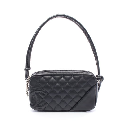 カンボンライン アクセサリーポーチ ハンドバッグ レザー ブラック シルバー金具 シャネル バッグ CHANEL