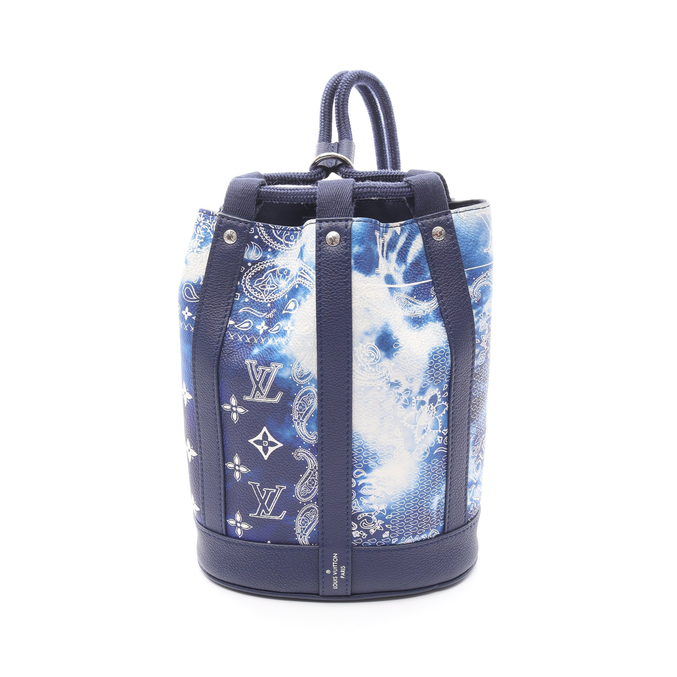 ランドネPM モノグラムバンダナ ショルダーバッグ レザー ブルー ルイ