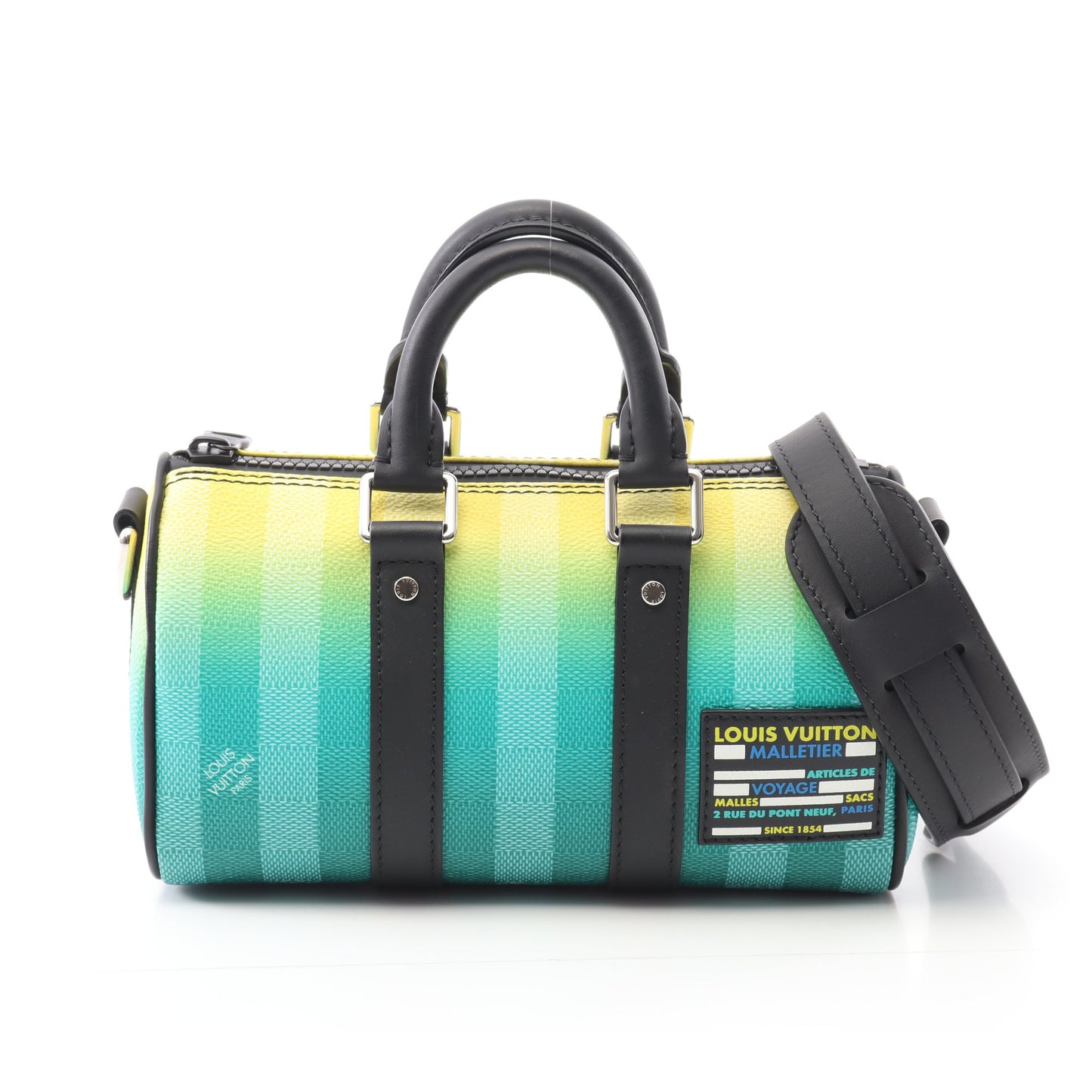 キーポル XS ダミエストライプ ハンドバッグ PVC レザー グリーン イエロー ブラック 2WAY ルイヴィトン バッグ LOUIS VUITTON