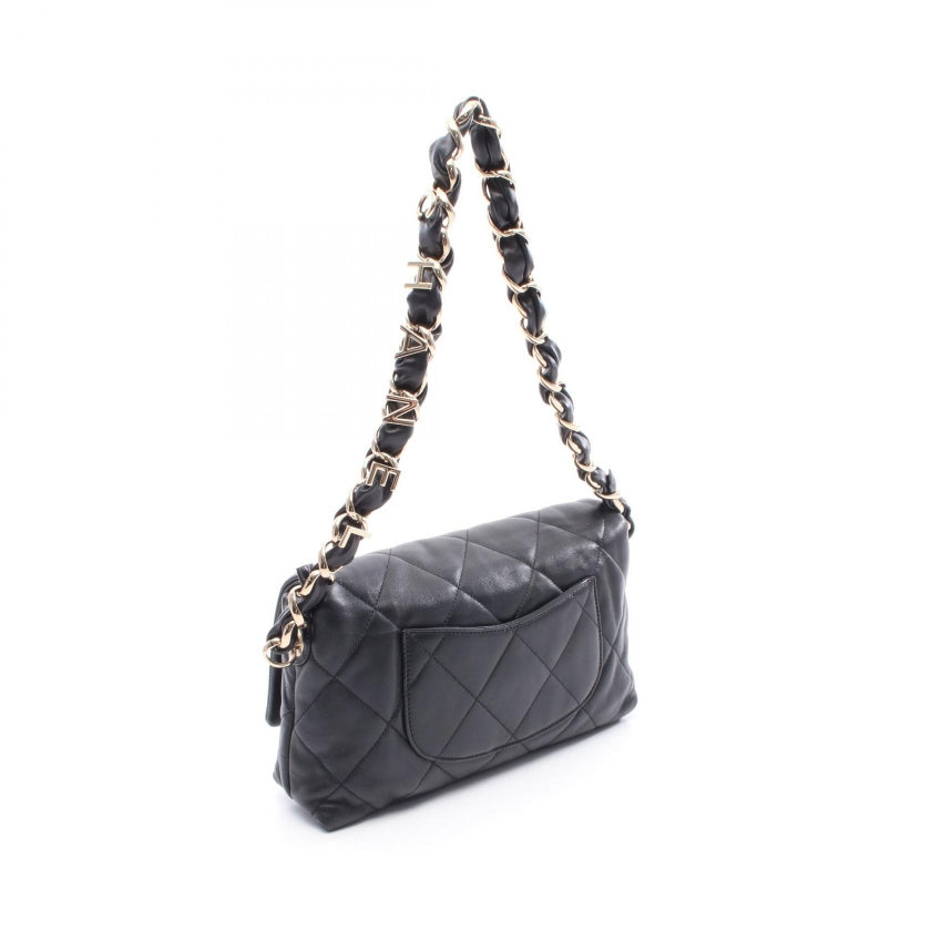 マトラッセ チェーンショルダーバッグ ワンショルダーバッグ ラムスキン ブラック ゴールド金具 シャネル バッグ CHANEL