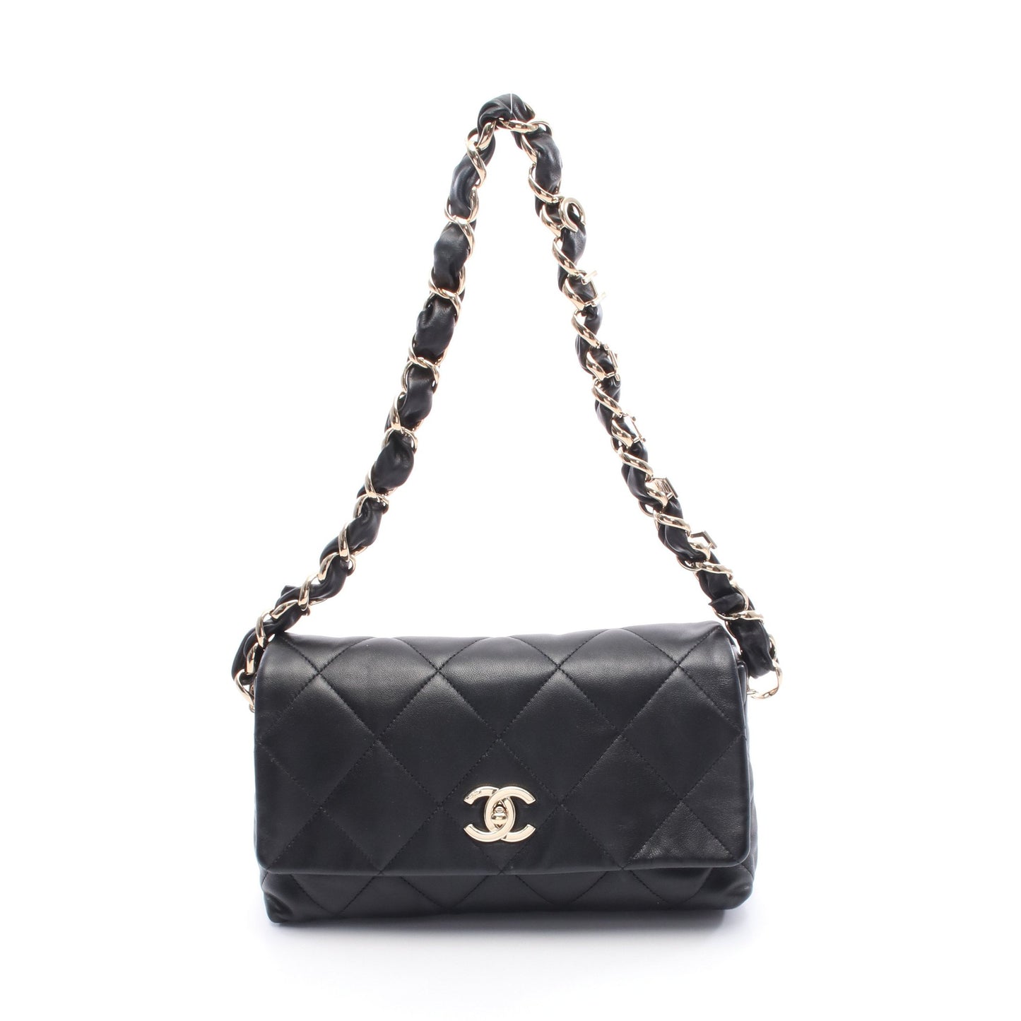 マトラッセ チェーンショルダーバッグ ワンショルダーバッグ ラムスキン ブラック ゴールド金具 シャネル バッグ CHANEL