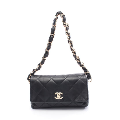 マトラッセ チェーンショルダーバッグ ワンショルダーバッグ ラムスキン ブラック ゴールド金具 シャネル バッグ CHANEL