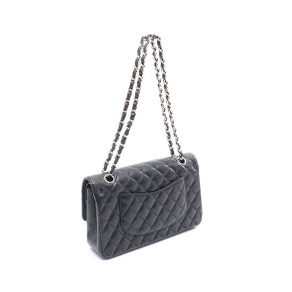 マトラッセ Wフラップ Wチェーンショルダーバッグ キャビアスキン ブラック シルバー金具 シャネル バッグ CHANEL