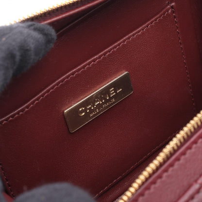 スモール ヴァニティケース マトラッセ チェーンショルダーバッグ レザー ボルドー ゴールド金具 2WAY シャネル バッグ CHANEL