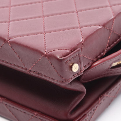 スモール ヴァニティケース マトラッセ チェーンショルダーバッグ レザー ボルドー ゴールド金具 2WAY シャネル バッグ CHANEL