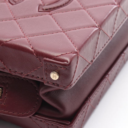 スモール ヴァニティケース マトラッセ チェーンショルダーバッグ レザー ボルドー ゴールド金具 2WAY シャネル バッグ CHANEL