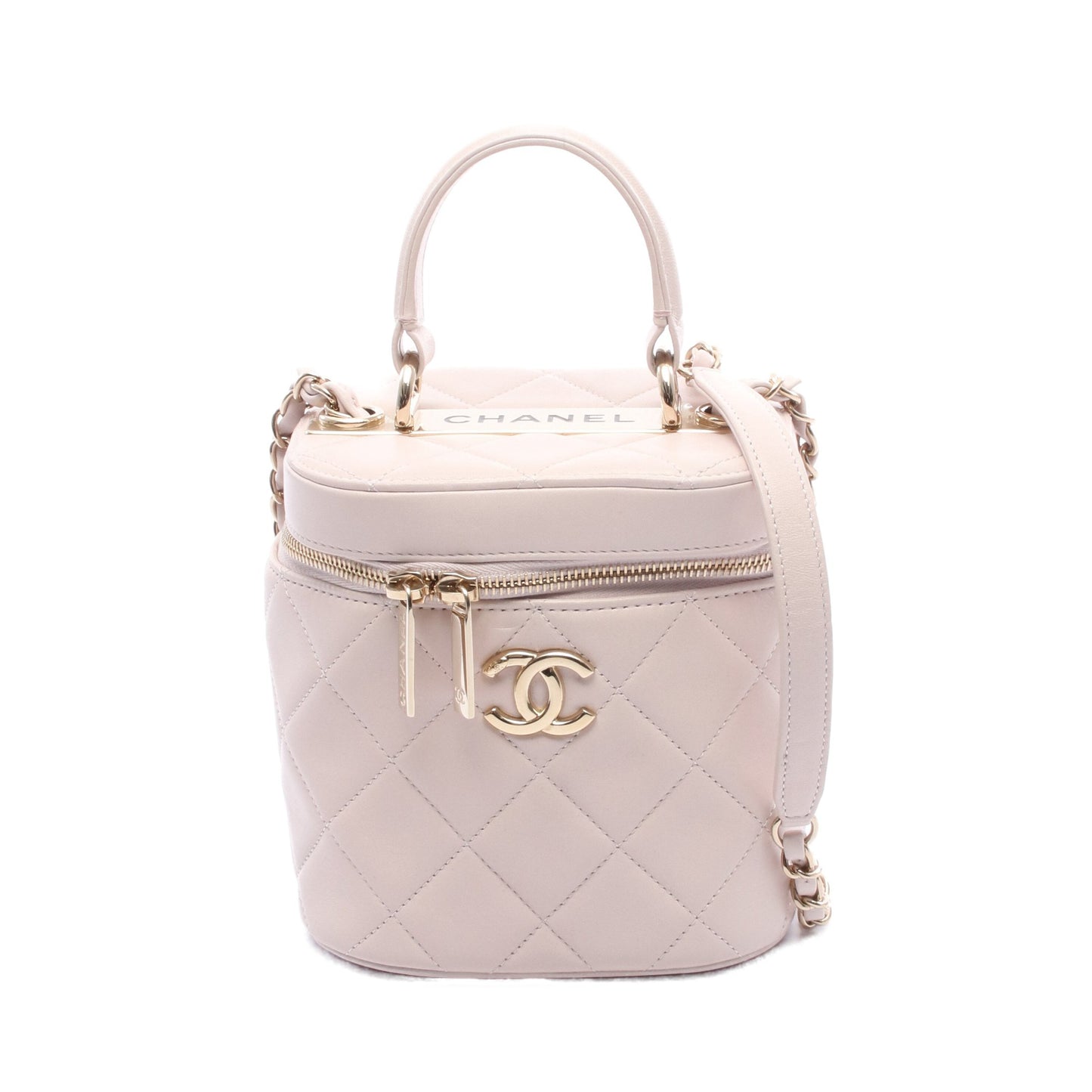 トレンディCC バニティバッグ チェーンショルダーバッグ レザー ライトピンク ゴールド金具 シャネル バッグ CHANEL