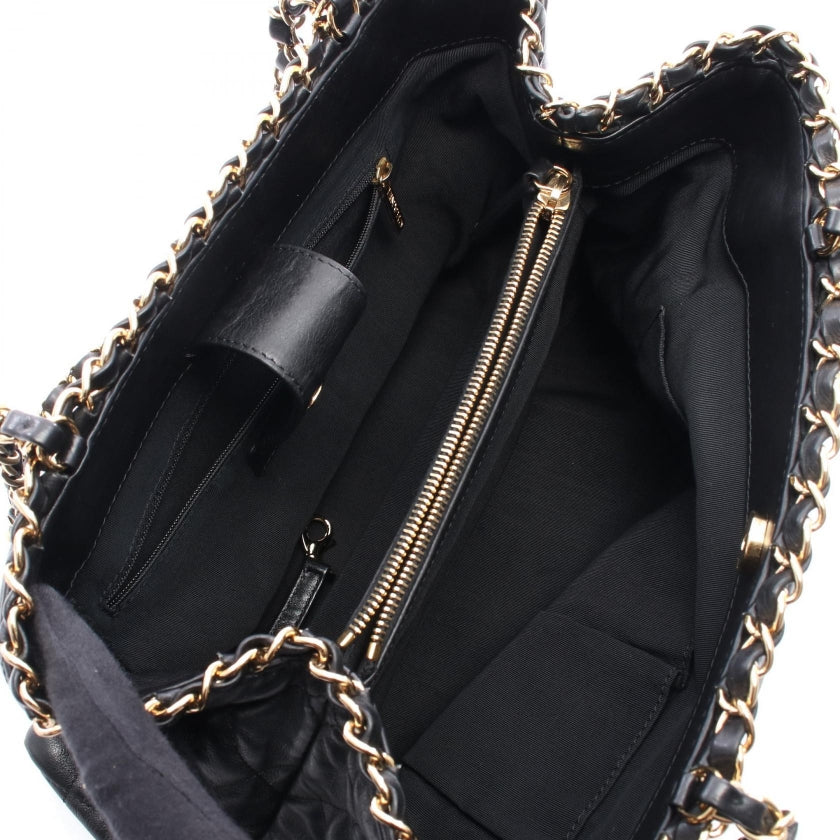 マトラッセ ショルダーバッグ トートバッグ レザー ブラック ゴールド金具 シャネル バッグ CHANEL