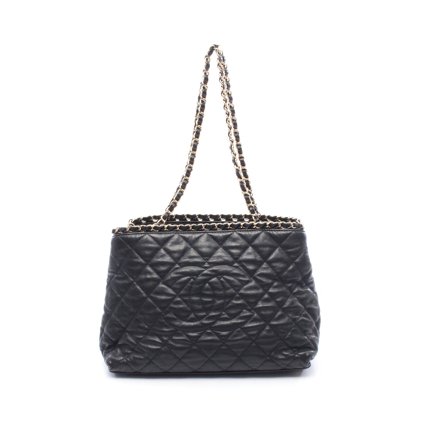 マトラッセ ショルダーバッグ トートバッグ レザー ブラック ゴールド金具 シャネル バッグ CHANEL