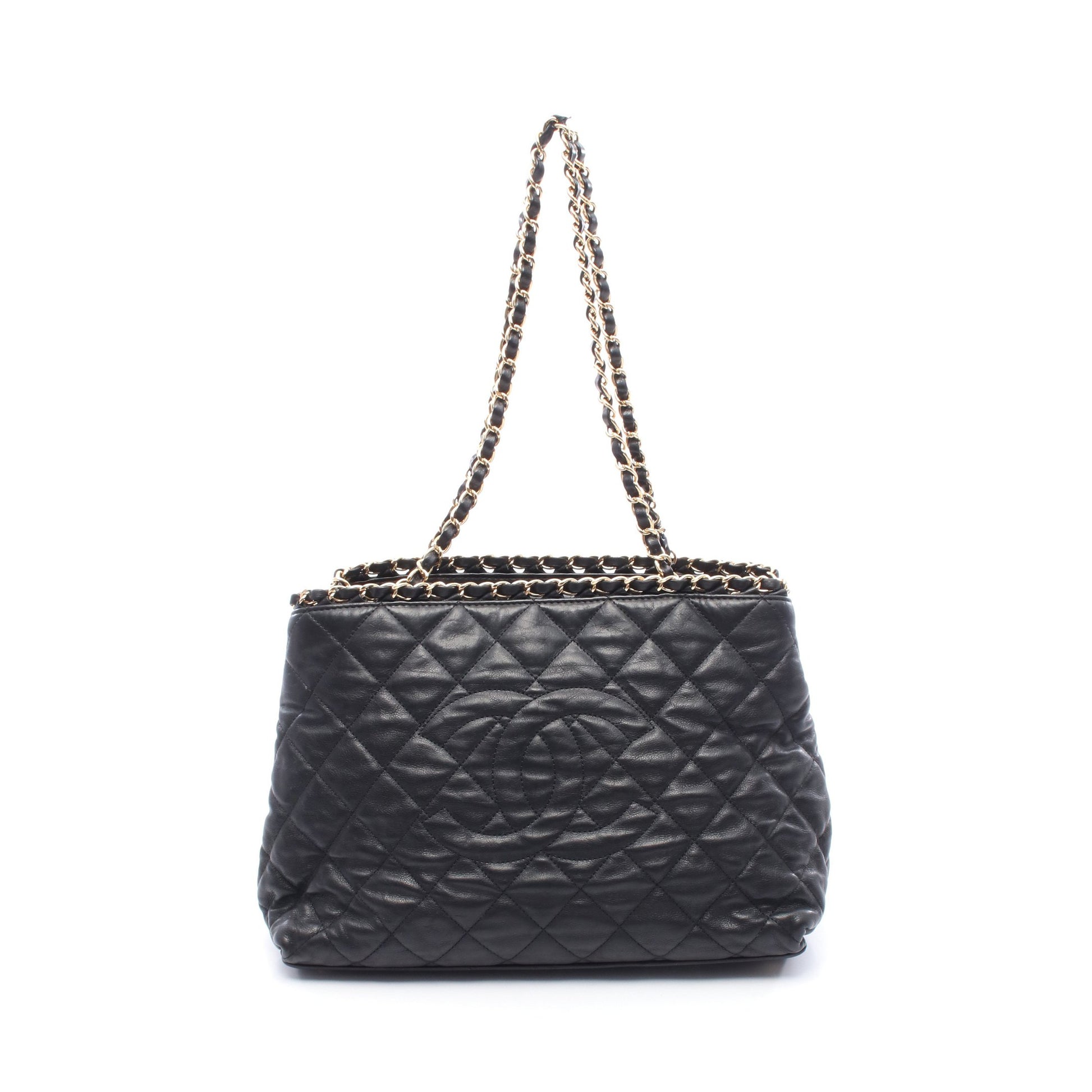 マトラッセ ショルダーバッグ トートバッグ レザー ブラック ゴールド金具 シャネル バッグ CHANEL