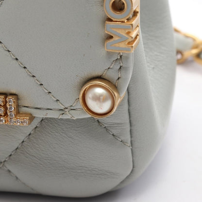 ミニ フラップ バッグ マトラッセ チェーンショルダーバッグ レザー ライトブルー ゴールド金具 シャネル バッグ CHANEL