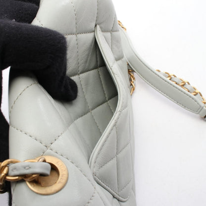 ミニ フラップ バッグ マトラッセ チェーンショルダーバッグ レザー ライトブルー ゴールド金具 シャネル バッグ CHANEL
