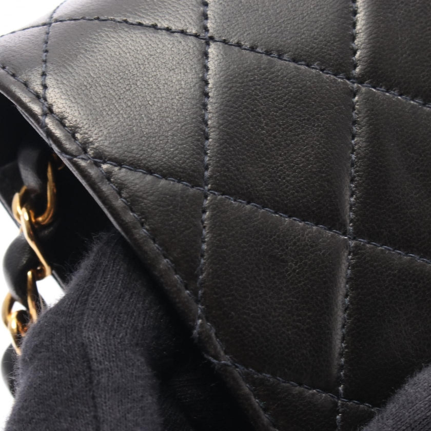 マトラッセ チェーンショルダーバッグ ラムスキン ブラック ゴールド金具 シャネル バッグ CHANEL