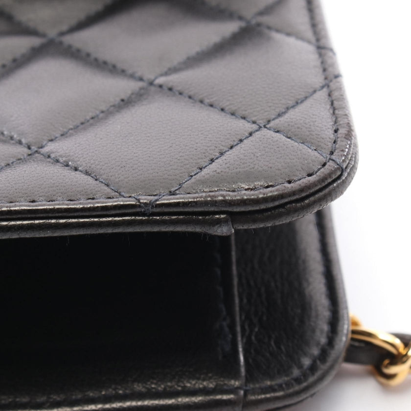 マトラッセ チェーンショルダーバッグ ラムスキン ブラック ゴールド金具 シャネル バッグ CHANEL