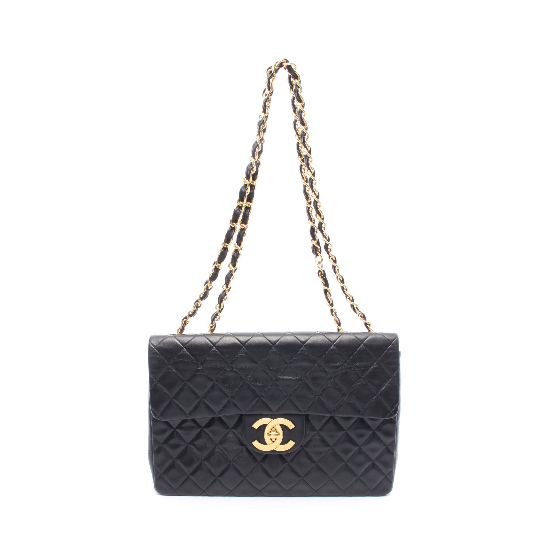 デカマトラッセ34 Wチェーンショルダーバッグ ラムスキン ブラック ゴールド金具 シャネル バッグ CHANEL