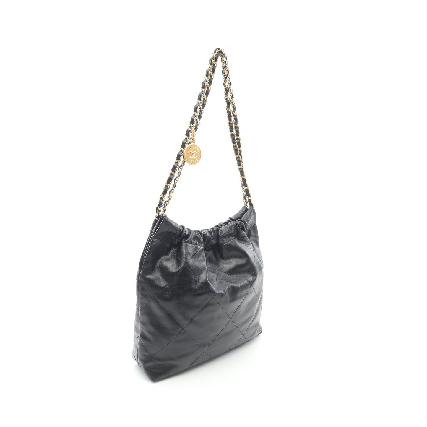 マトラッセ シャネル22 スモール チェーンショルダーバッグ レザー ブラック ゴールド金具 シャネル バッグ CHANEL