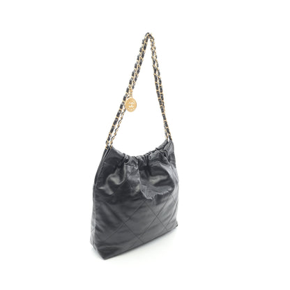 マトラッセ シャネル22 スモール チェーンショルダーバッグ レザー ブラック ゴールド金具 シャネル バッグ CHANEL