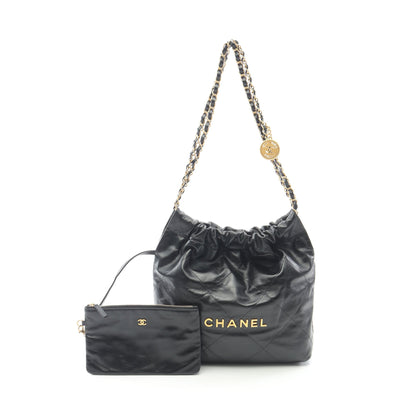 マトラッセ シャネル22 スモール チェーンショルダーバッグ レザー ブラック ゴールド金具 シャネル バッグ CHANEL
