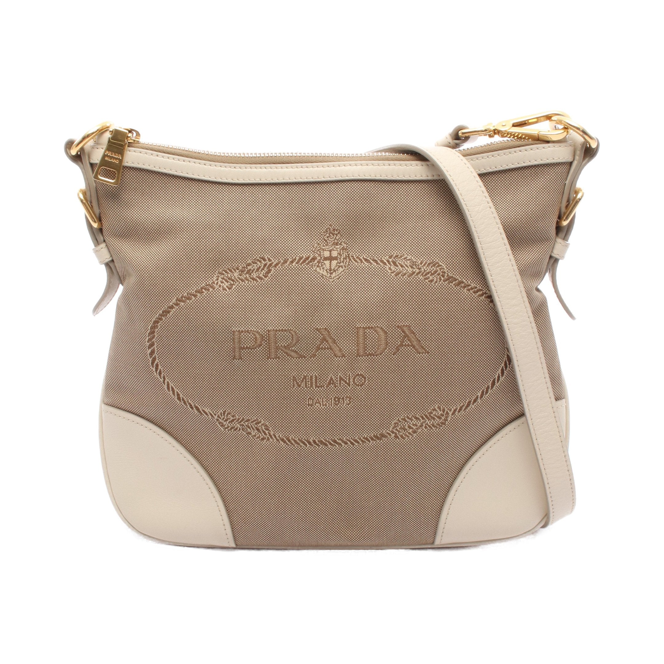 プラダ PRADA キャンバス ショルダーバッグ ベージュ
