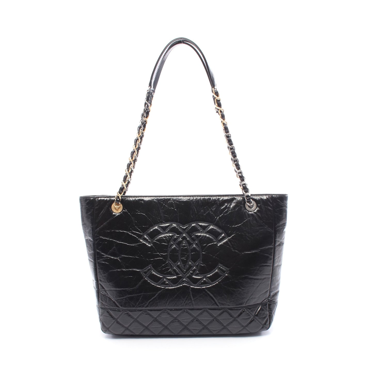 マトラッセ ショルダーバッグ トートバッグ シャイニーエイジドカーフスキン ブラック コンビ金具 シャネル バッグ CHANEL