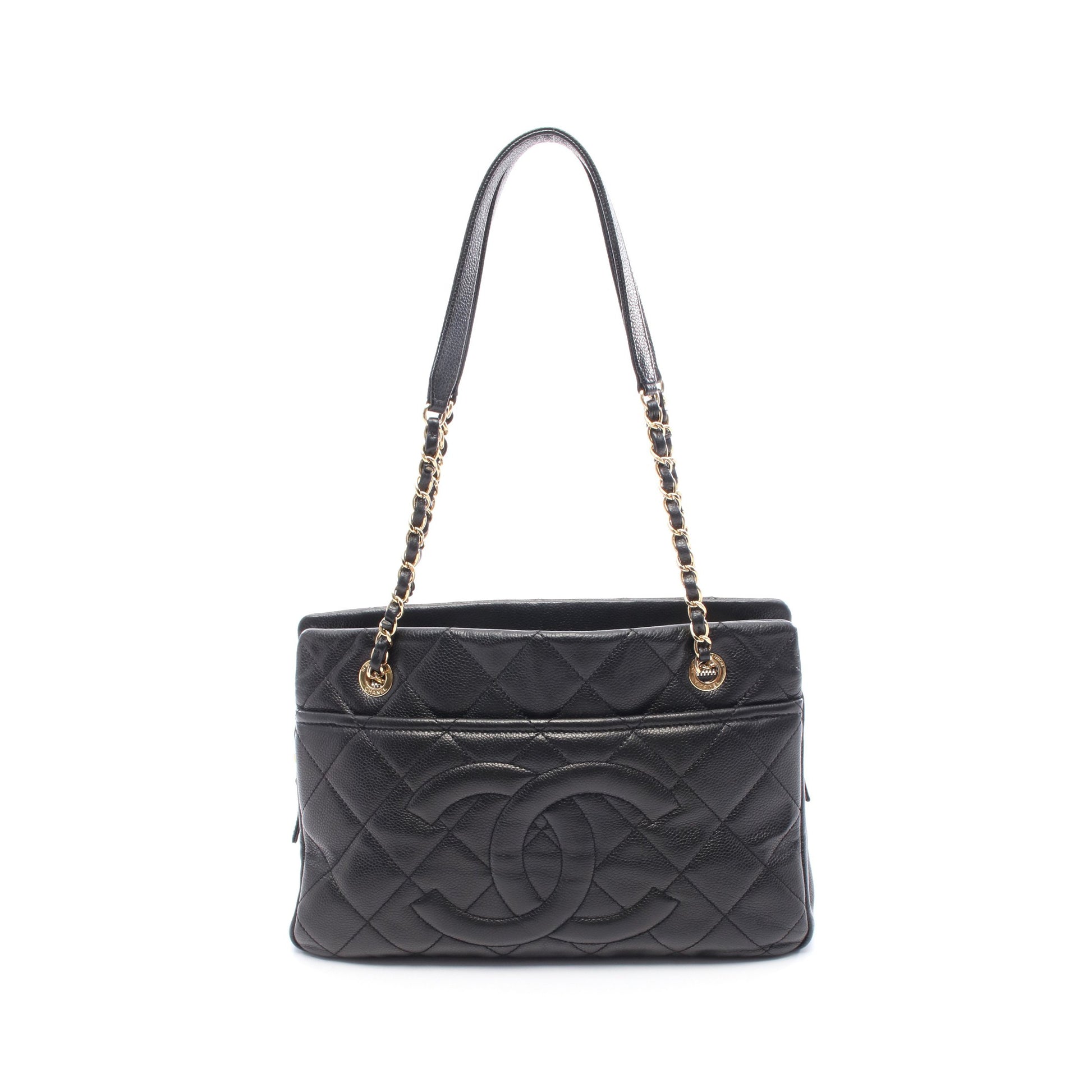 マトラッセ チェーンショルダーバッグ チェーントートバッグ キャビアスキン ブラック ゴールド金具 シャネル バッグ CHANEL
