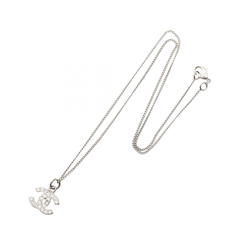 ココマーク ネックレス ラインストーン シルバー クリア B11P シャネル