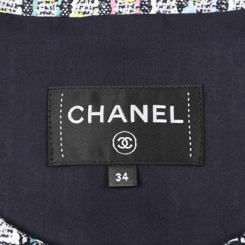 ココマークボタン ツイード ロングジレ ベスト コットン ナイロン マルチカラー スパンコール 2025クルーズ シャネル トップス CHANEL