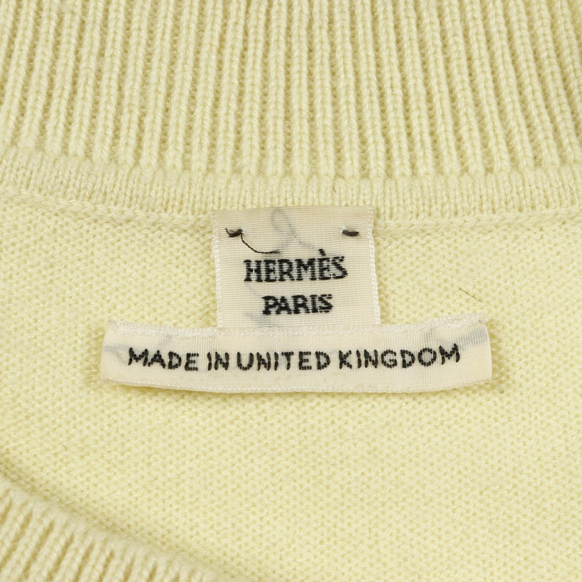 Hリフト ニット クルーネック カシミヤ イエロー エルメス トップス HERMES