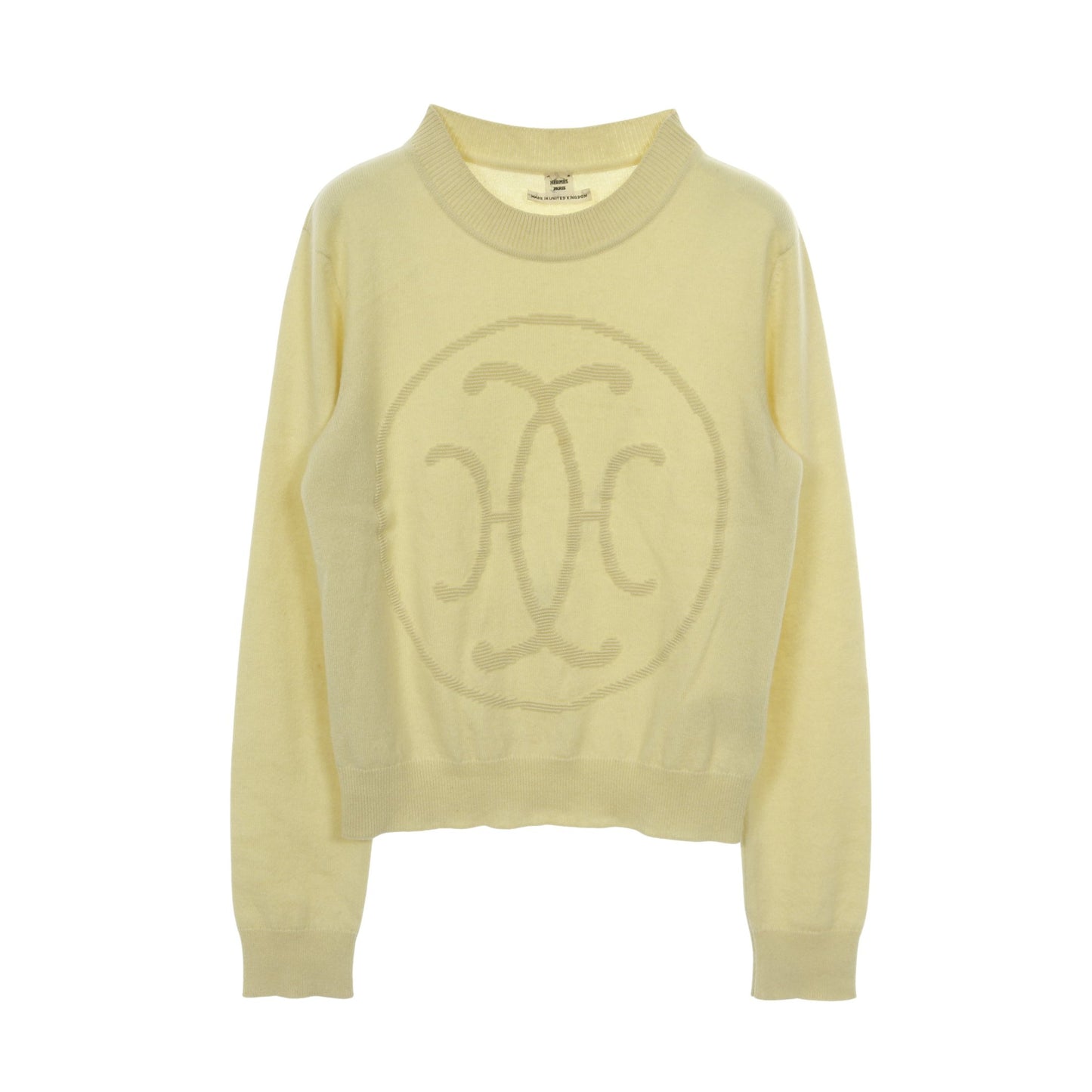 Hリフト ニット クルーネック カシミヤ イエロー エルメス トップス HERMES