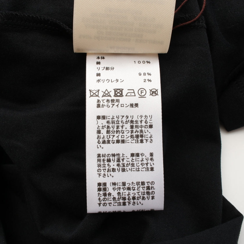 H刺繍 ポケット Tシャツ クルーネック 半袖 コットン ブラック エルメス トップス HERMES