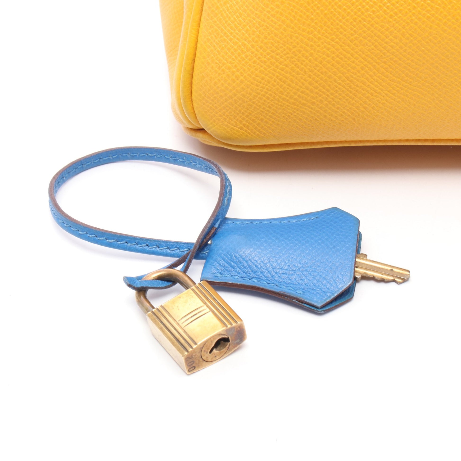 バーキン30 ハンドバッグ クシュベル イエロー ブルー ゴールド金具 ○Z刻印 エルメス バッグ HERMES