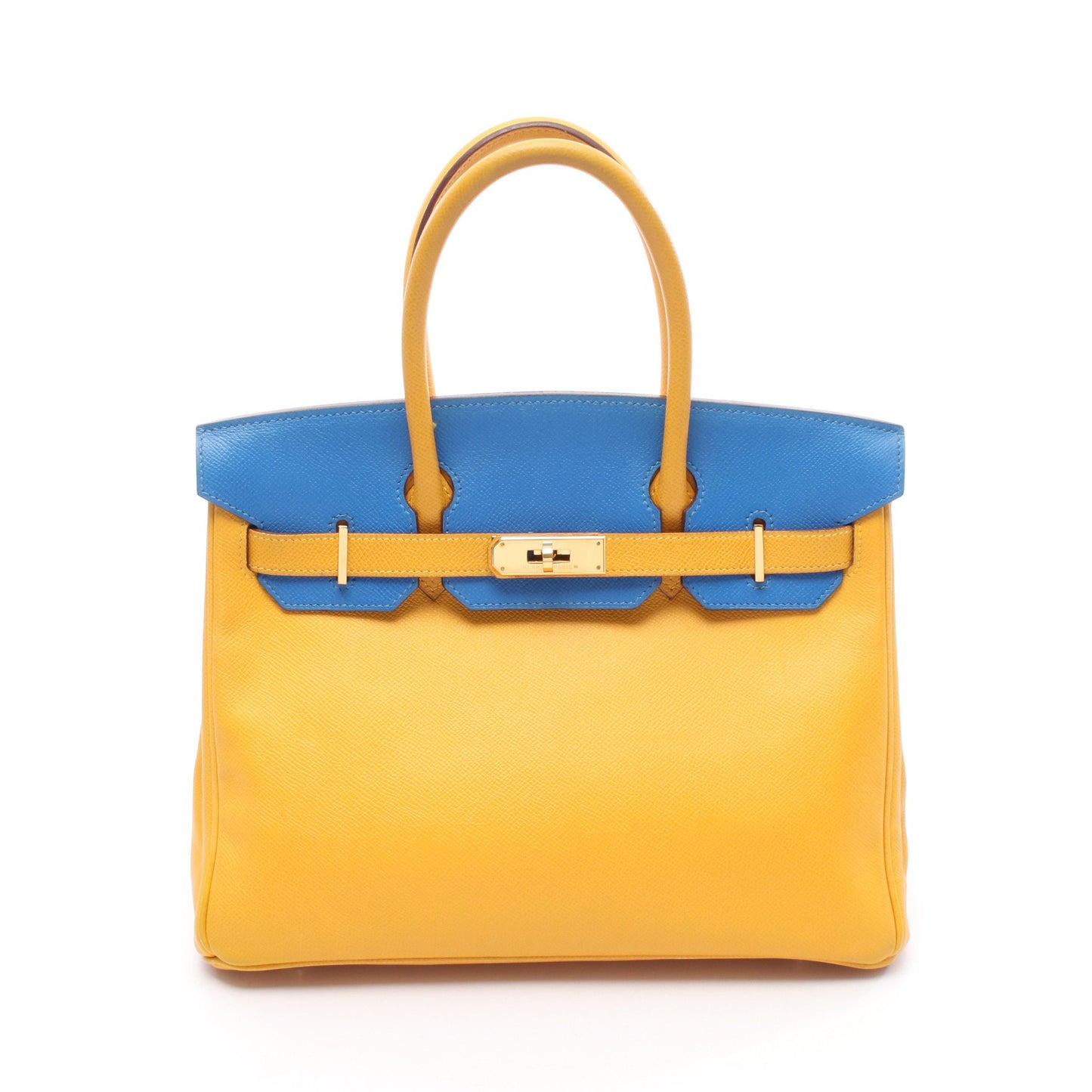 バーキン30 ハンドバッグ クシュベル イエロー ブルー ゴールド金具 ○Z刻印 エルメス バッグ HERMES