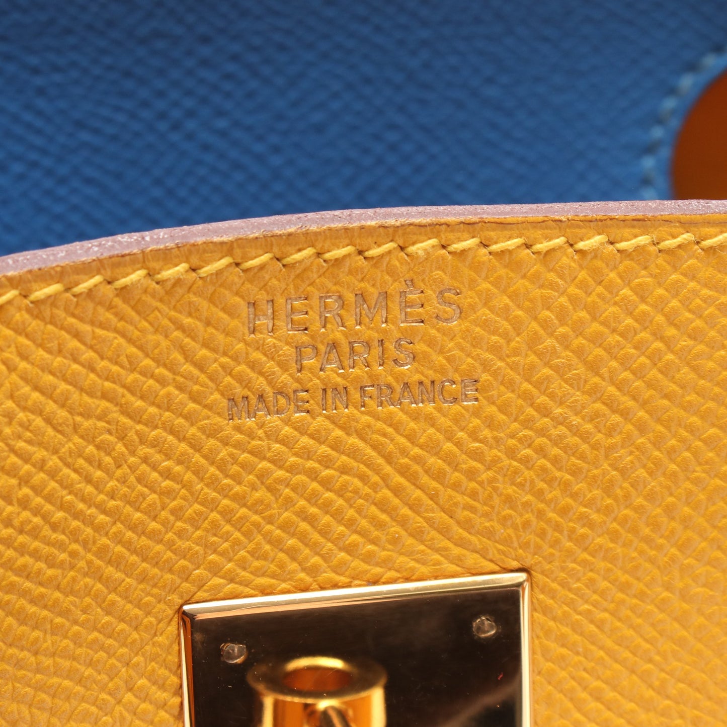 バーキン30 ハンドバッグ クシュベル イエロー ブルー ゴールド金具 ○Z刻印 エルメス バッグ HERMES