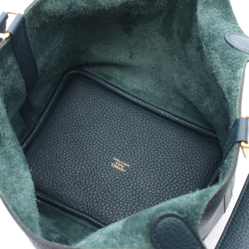ピコタンロックPM ヴェールシプレス ハンドバッグ トリヨンクレマンス ダークグリーン シルバー金具 Y刻印 エルメス バッグ HERMES