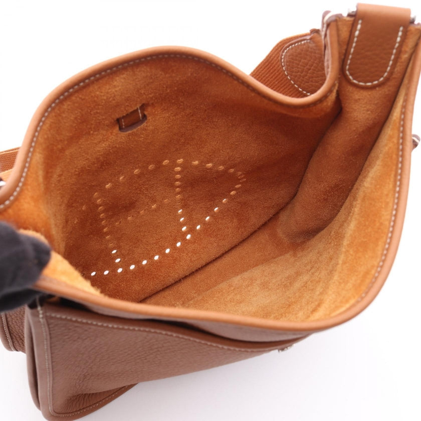 エヴリン 3 トロワ PM ゴールド ショルダーバッグ トリヨンクレマンス ブラウン シルバー金具 W刻印 エルメス バッグ HERMES