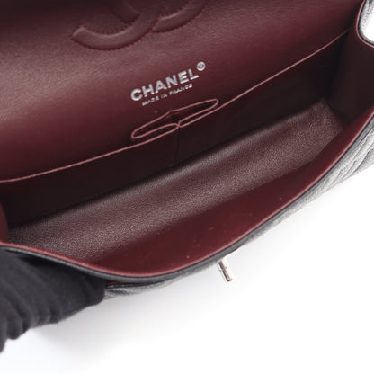 マトラッセ Wフラップ Wチェーンショルダーバッグ キャビアスキン ブラック シルバー金具 シャネル バッグ CHANEL