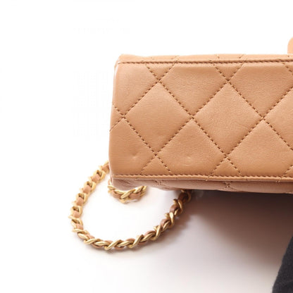 マトラッセ シングルフラップ チェーンショルダーバッグ ラムスキン ピンクベージュ ゴールド金具 シャネル バッグ CHANEL