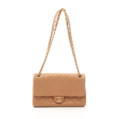 マトラッセ シングルフラップ チェーンショルダーバッグ ラムスキン ピンクベージュ ゴールド金具 シャネル バッグ CHANEL