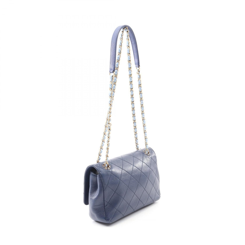 CHANEL19 マトラッセ チェーンショルダーバッグ ラムスキン ブルー ライトブルー ゴールド金具 シャネル バッグ CHANEL