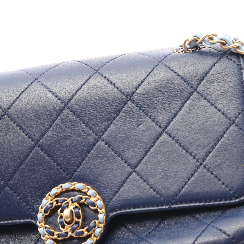 CHANEL19 マトラッセ チェーンショルダーバッグ ラムスキン ブルー ライトブルー ゴールド金具 シャネル バッグ CHANEL