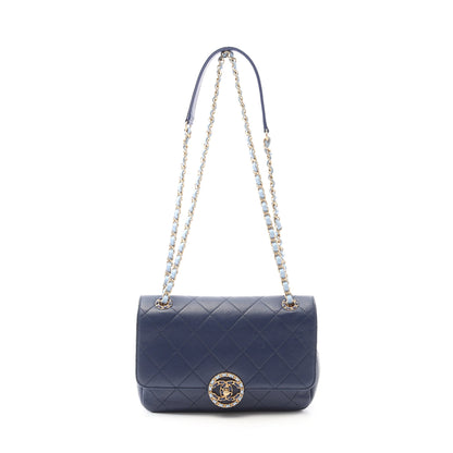 CHANEL19 マトラッセ チェーンショルダーバッグ ラムスキン ブルー ライトブルー ゴールド金具 シャネル バッグ CHANEL