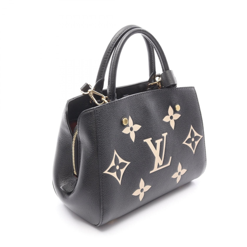 モンテーニュBB バイカラーモノグラムアンプラント ハンドバッグ レザー ブラック ベージュ 2WAY ルイヴィトン バッグ LOUIS VUITTON