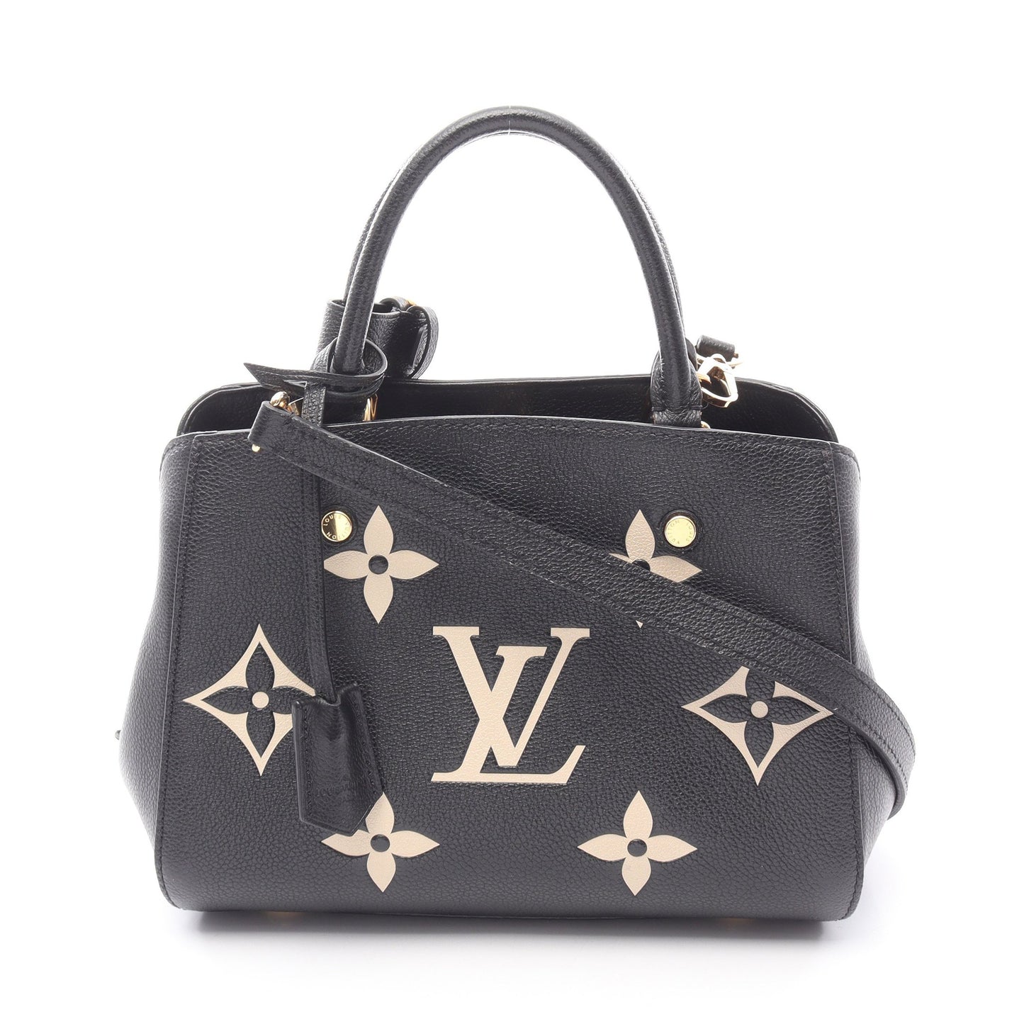 モンテーニュBB バイカラーモノグラムアンプラント ハンドバッグ レザー ブラック ベージュ 2WAY ルイヴィトン バッグ LOUIS VUITTON